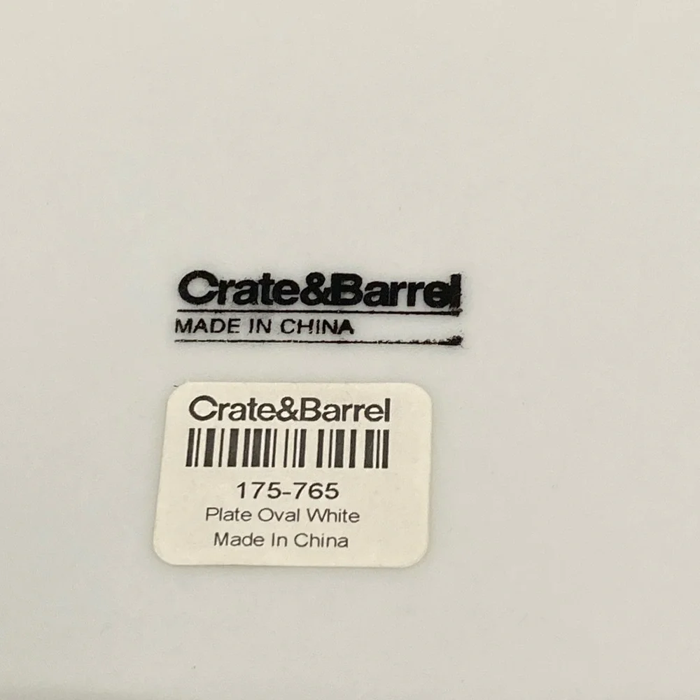 Crate & Barrel Stadium Oval White Ware Ceramic Plates